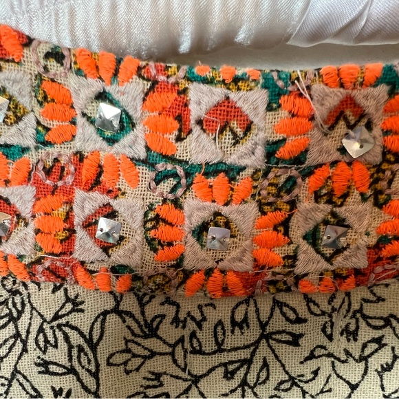 Lucky Brand Embroidered Boho Shift Dress Medium Tan Orange Green - Picture 5 of 15